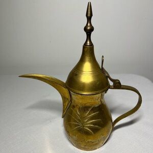 Vintage Brass Dallah, traditional Arabic coffee pot. MCM. Traditional